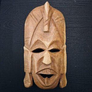 Vintage Wood Carved African Carved Tribal Mask from Kenya , 9 inches
